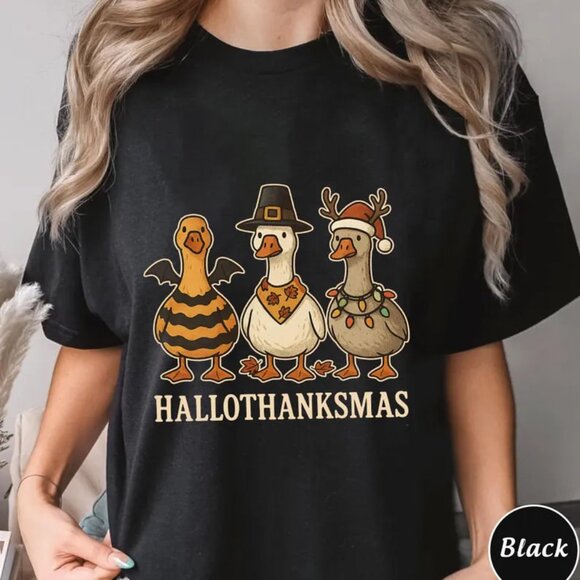 Tops - Funny Halloween Shirt, Goose Halloween Thanksgiving Christmas Tshirt